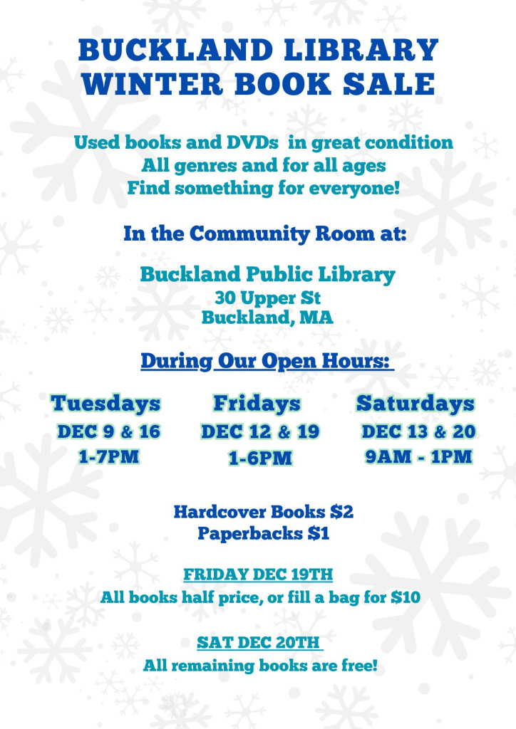 Flyer - Winter Book Saleat Buckland Library (1)